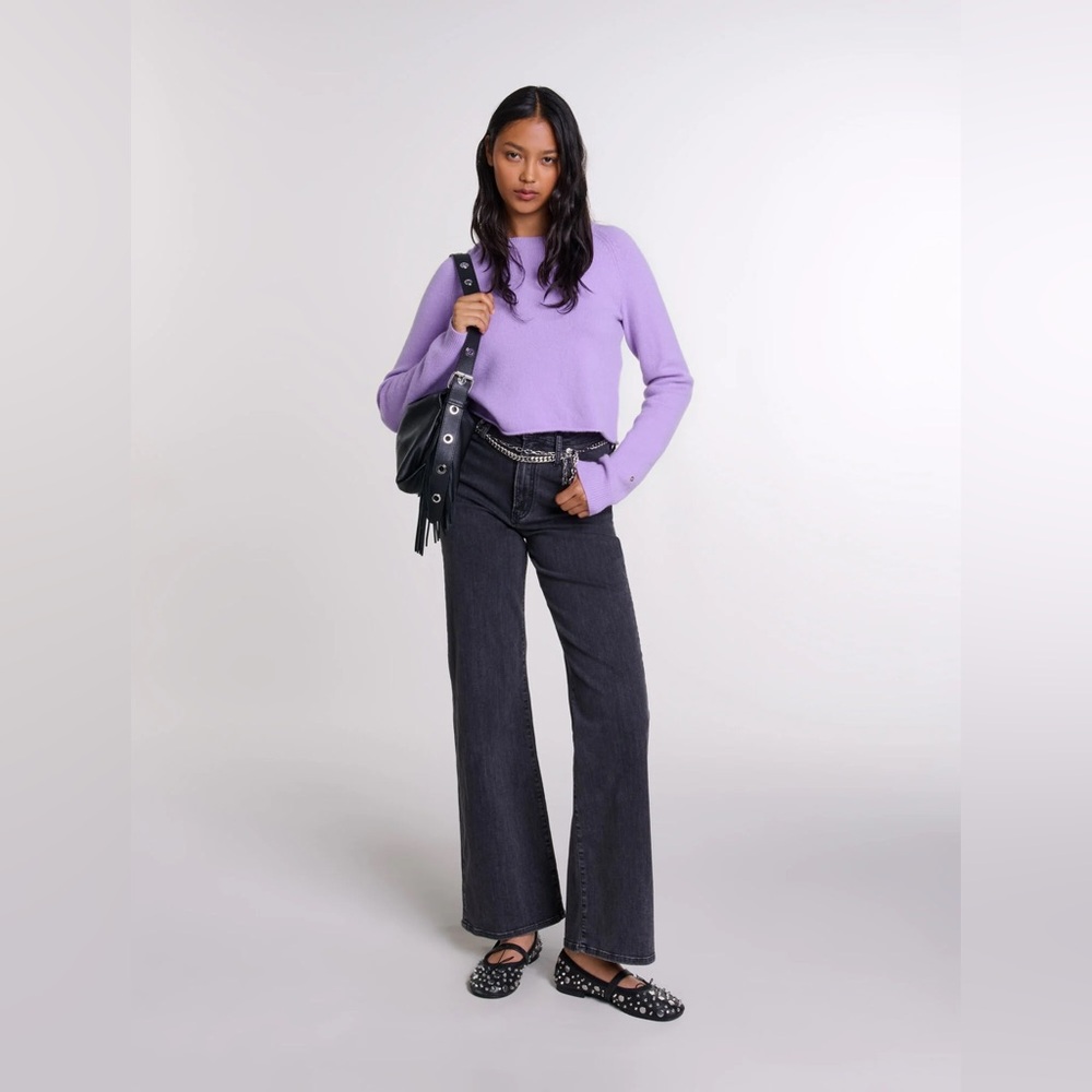 NWT! Maje Wide-Leg Jeans with Belt in Black/ Size US 4/ EU 36
